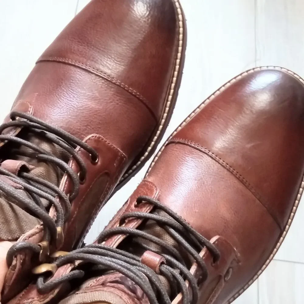 (T-4364) Thomas And Vine Mens Feron Flat Heel Lace Up Boots Sz 8.5